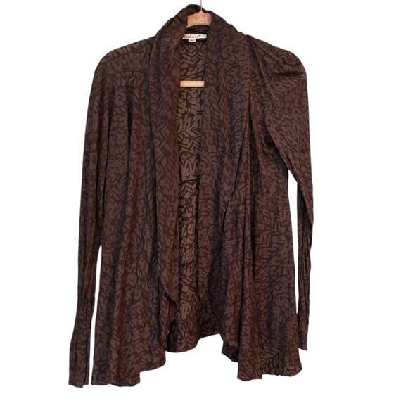 Testament Open Cardigan  Size L Brown Lightweight Relaxed Flowy Lagenlook - Picture 1 of 10